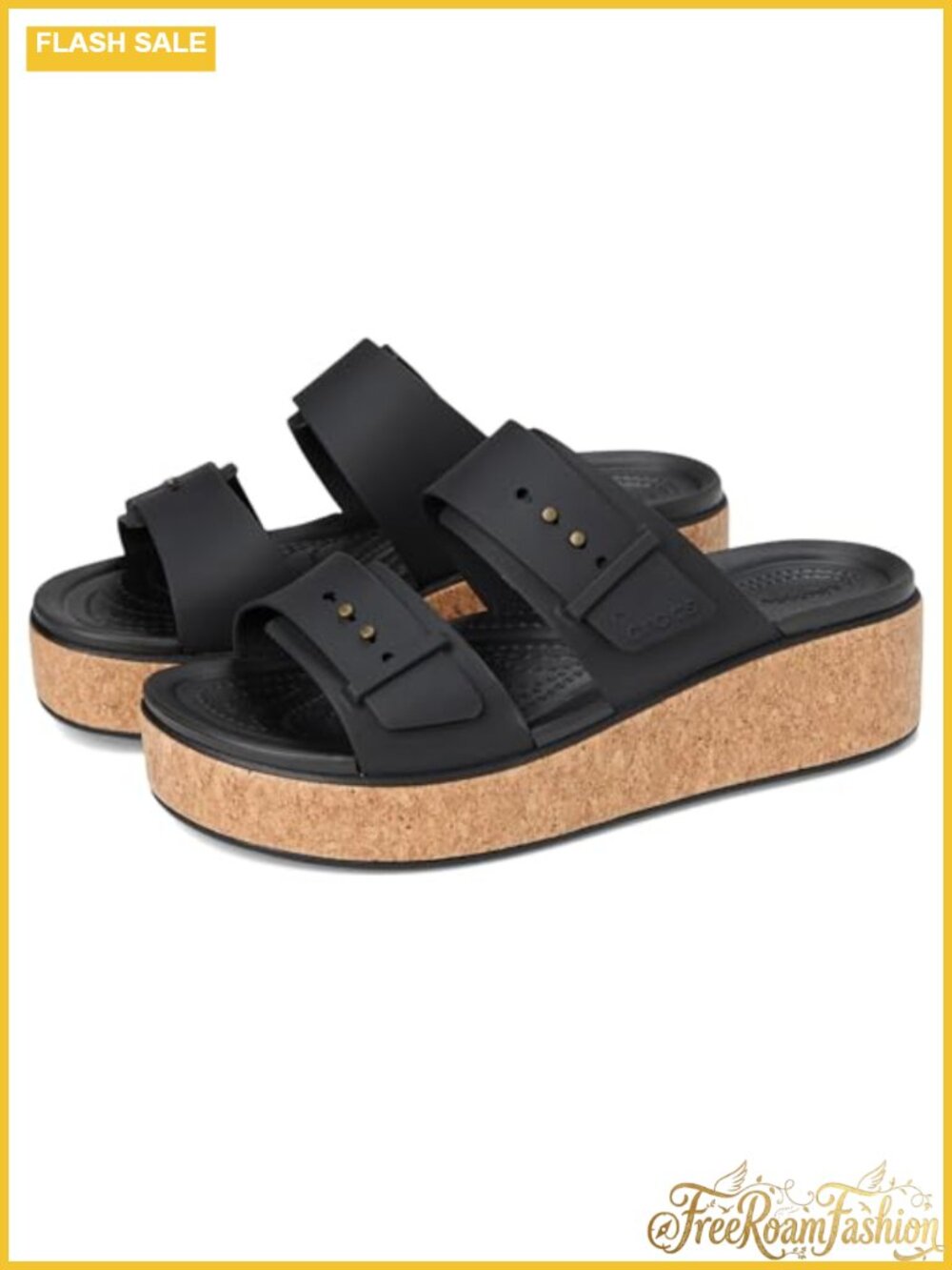 Crocs Women's Brooklyn Cork Buckle Platform Sandals LiteRide Comfort
